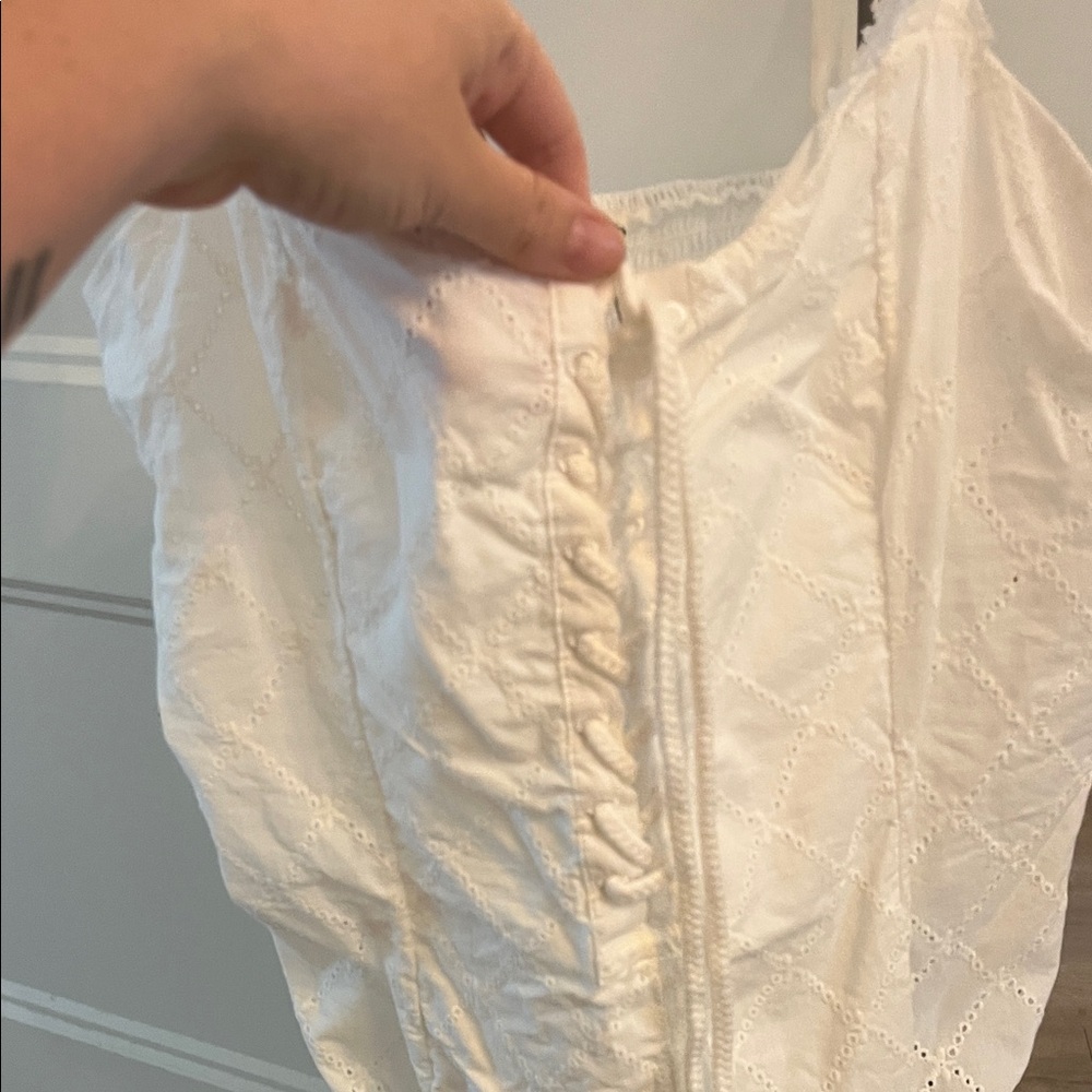 Free People White Eyelet Lace-Up Bodysuit - Picture 4 of 7